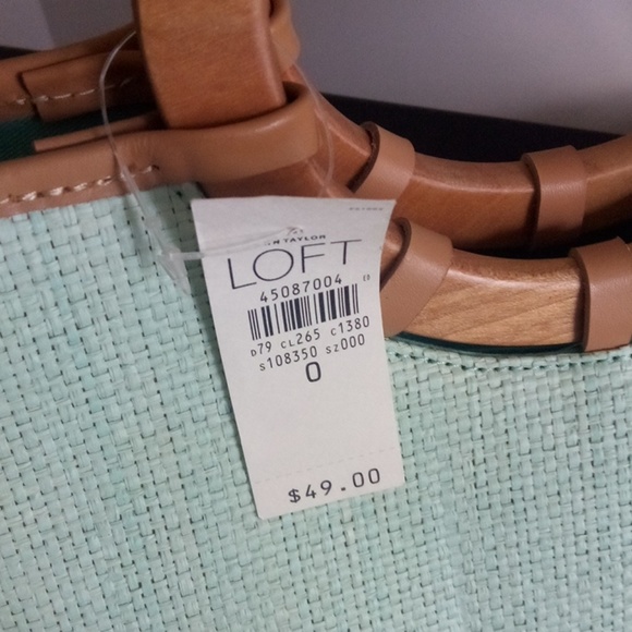 Aqua handbag with wooden handles - Picture 2 of 3